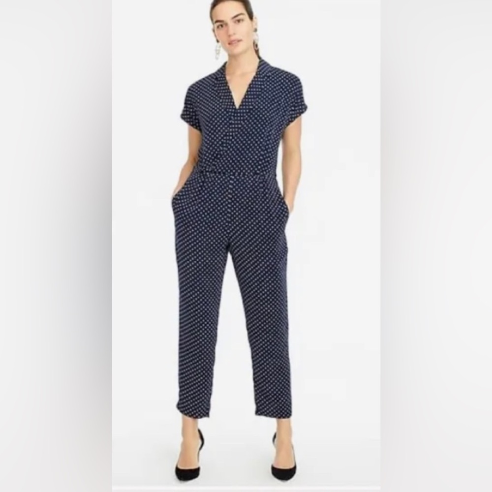 J. Crew Navy Print Jumpsuit